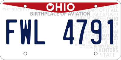 OH license plate FWL4791