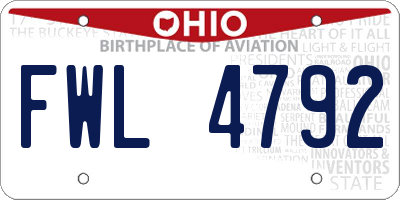 OH license plate FWL4792