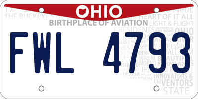 OH license plate FWL4793