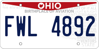 OH license plate FWL4892