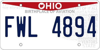 OH license plate FWL4894