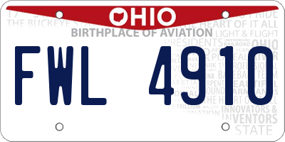 OH license plate FWL4910