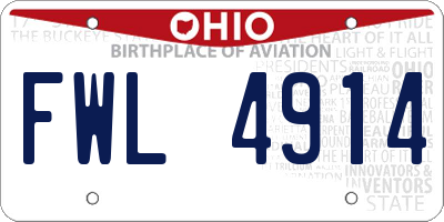 OH license plate FWL4914
