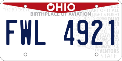 OH license plate FWL4921