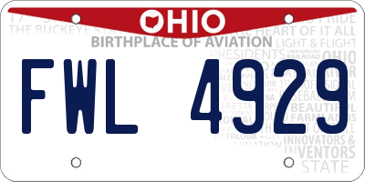 OH license plate FWL4929