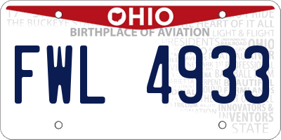 OH license plate FWL4933