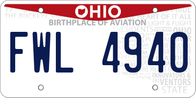OH license plate FWL4940