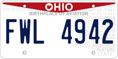 OH license plate FWL4942