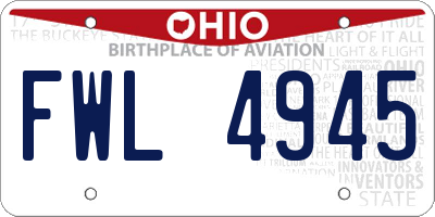 OH license plate FWL4945