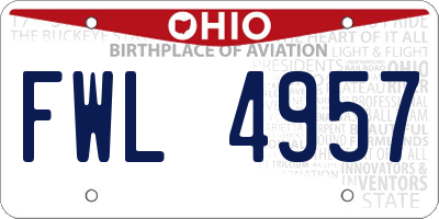 OH license plate FWL4957