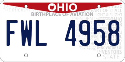 OH license plate FWL4958