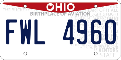 OH license plate FWL4960