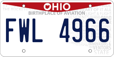 OH license plate FWL4966