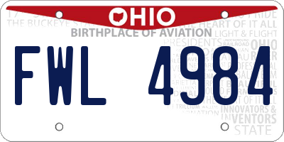 OH license plate FWL4984