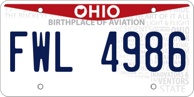 OH license plate FWL4986