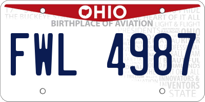 OH license plate FWL4987