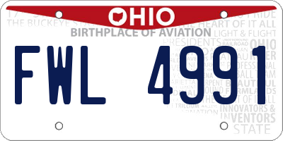 OH license plate FWL4991