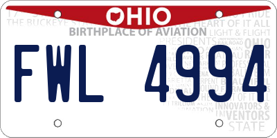 OH license plate FWL4994