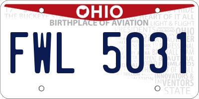 OH license plate FWL5031