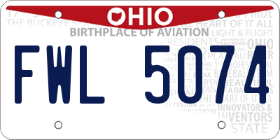 OH license plate FWL5074