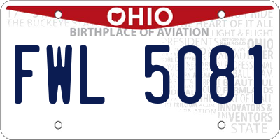 OH license plate FWL5081