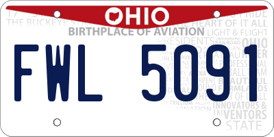 OH license plate FWL5091