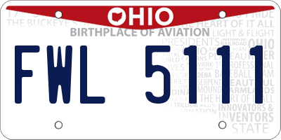 OH license plate FWL5111