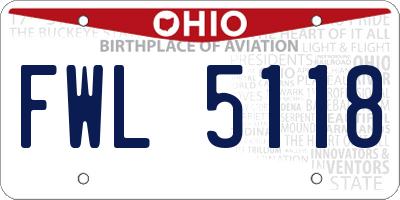 OH license plate FWL5118