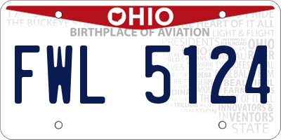 OH license plate FWL5124