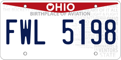 OH license plate FWL5198