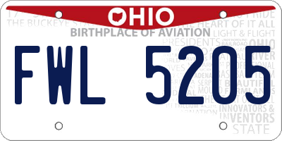 OH license plate FWL5205
