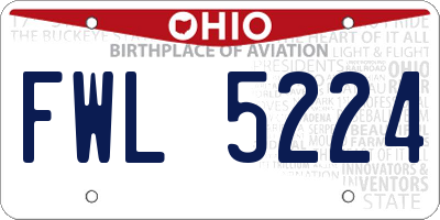 OH license plate FWL5224