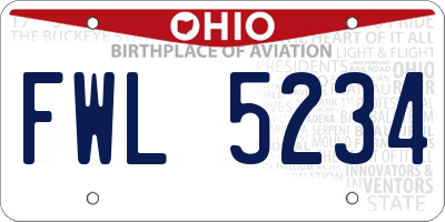 OH license plate FWL5234