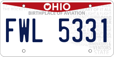OH license plate FWL5331