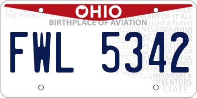 OH license plate FWL5342