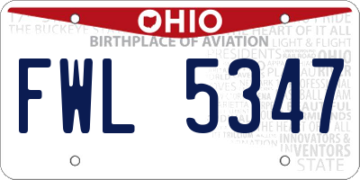 OH license plate FWL5347