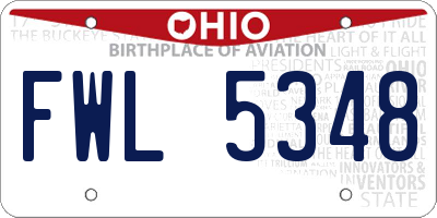 OH license plate FWL5348