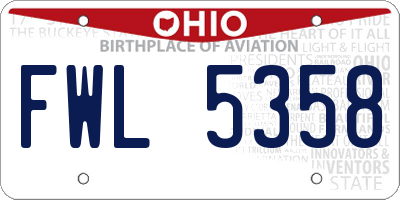 OH license plate FWL5358