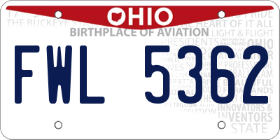 OH license plate FWL5362