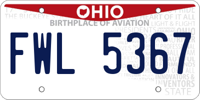 OH license plate FWL5367