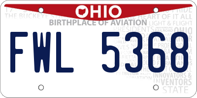 OH license plate FWL5368