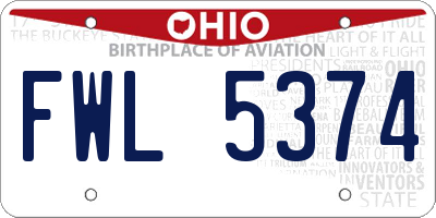 OH license plate FWL5374