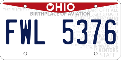 OH license plate FWL5376