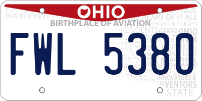 OH license plate FWL5380