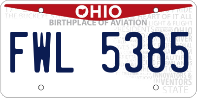 OH license plate FWL5385