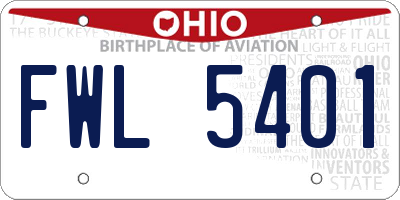 OH license plate FWL5401