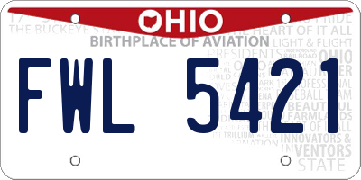 OH license plate FWL5421