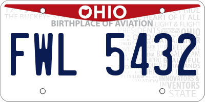 OH license plate FWL5432