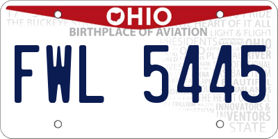 OH license plate FWL5445