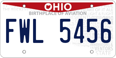 OH license plate FWL5456